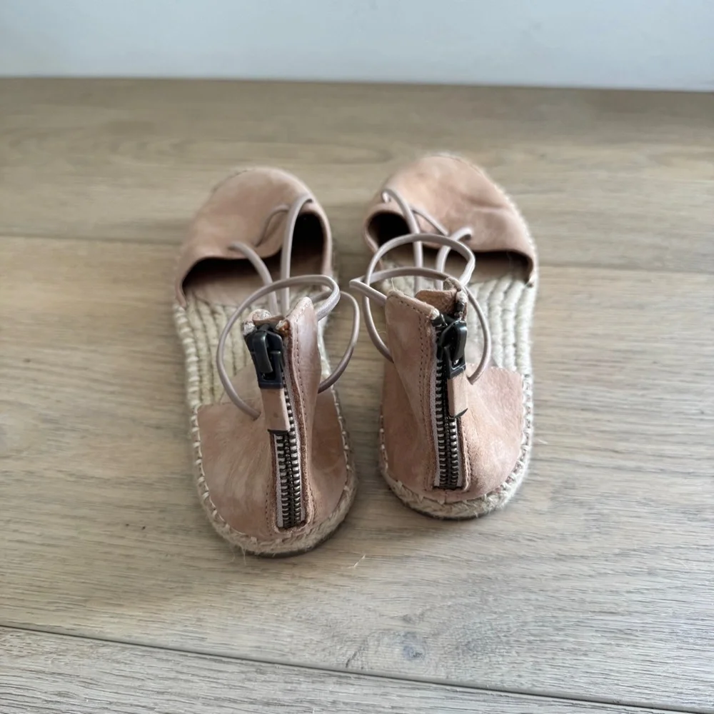 Eileen Fisher Tan Leather Espadrille Sandals